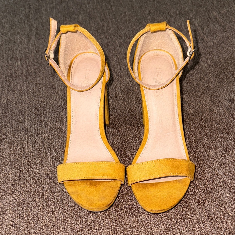 Charlotte Russe Mustard Ankle Strap Chunky Heels